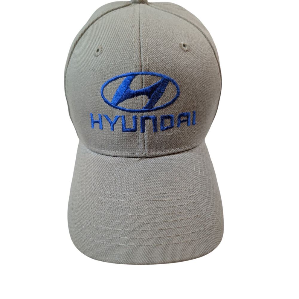 Hyundai Car Hat Tan/Blue Canvas Snapback Trucker Cap One Size